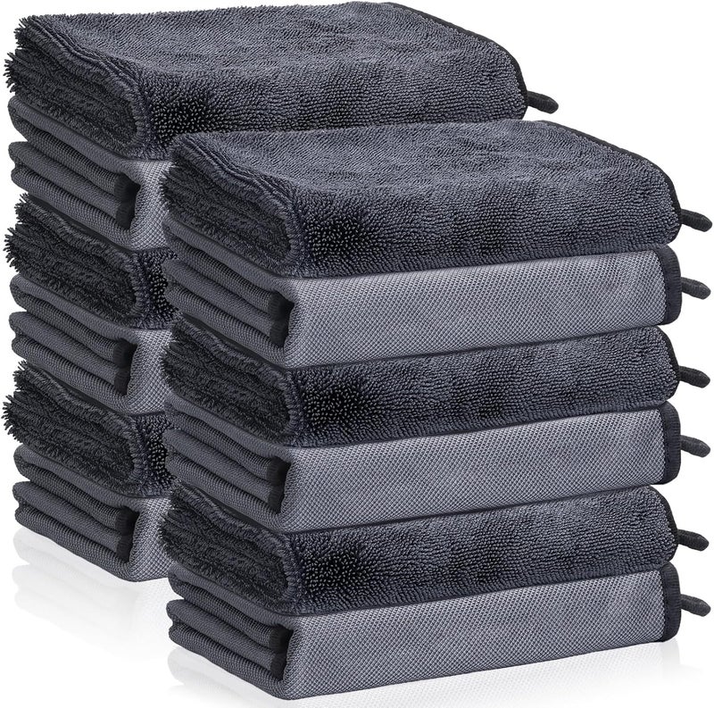 UZLU 12 PCS Microfiber Towels for Cars 24x16 Inch Microfiber Cleaning Cloths Bulk Soft Car Detailng Towel Cloths 600 GSM Detailing Buffing Quick Drying Towel Polishing Waxing Auto Detailing Towel Cloth - Image 1